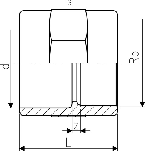 100776 GF PVC-U Übergangsmuffe D75 D21/2 Zoll PN10