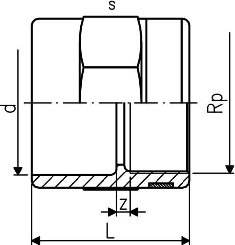 101769 GF PP-H Übergangsmuffe D32 D1 Zoll PN10 Muffenverschweissung