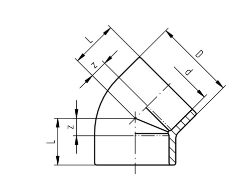 102097 SYGEF Standard PVDF Winkel 45° D25 PN16 Muffenverschweissung