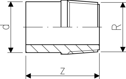 107451 GF PVC-U Übergangsnippel D25 D3/4 Zoll PN10 Stutzen