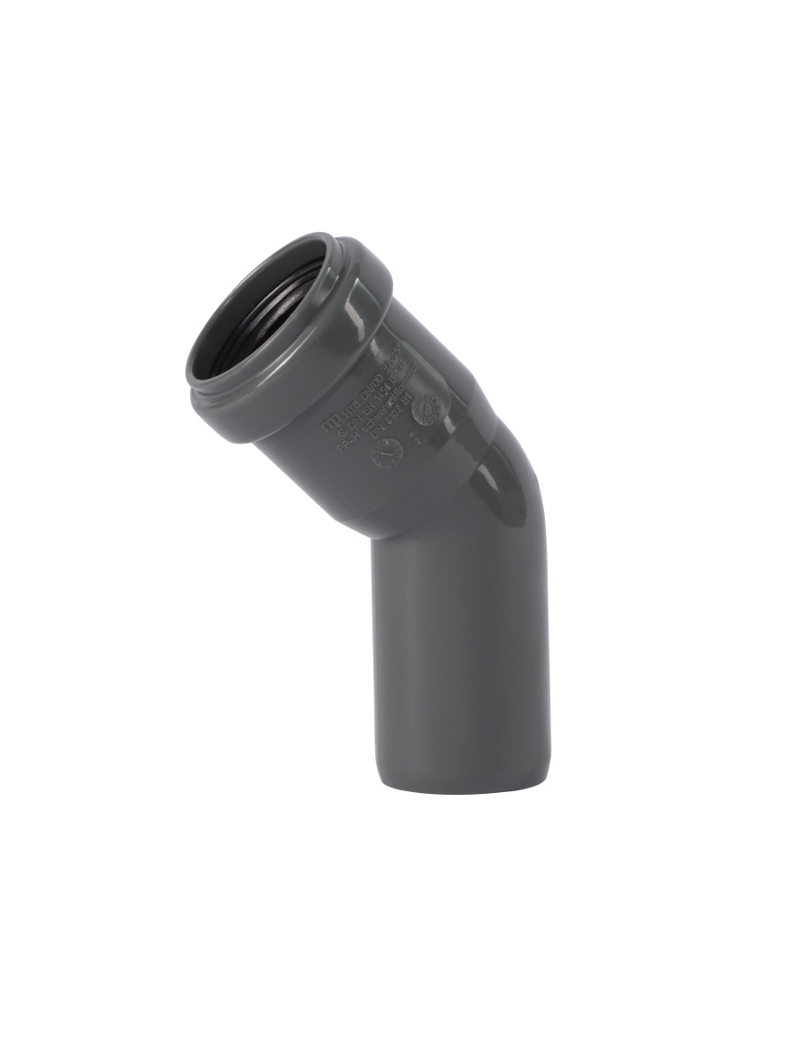 211245 Htsafeb PPs Bogen 45° D40 Steckmuffe Lippendichtung