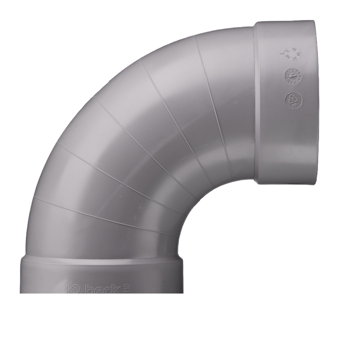 216281 Beck PPs Bogen 90° RAL7037 D200 Muffe