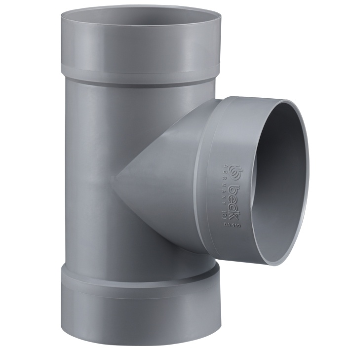 222263 Beck PPs T-Stück 90° RAL7037 D63 Muffe