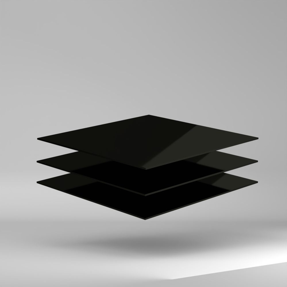Setacryl PMMA Platte Schwarz 3050x2030x3mm ✔ Beiseitig glänzende Oberfläche