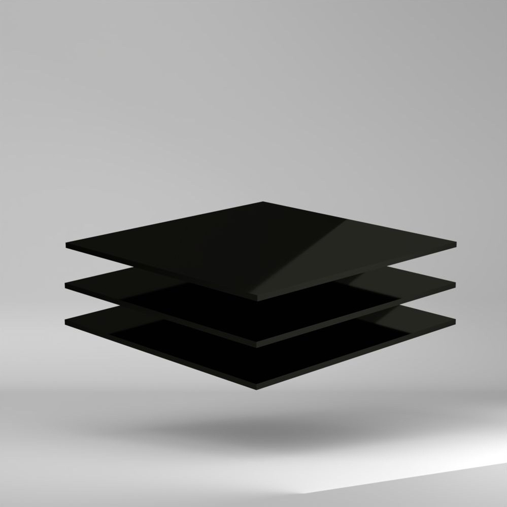 Setacryl PMMA Platte Schwarz 3020x2020x6mm ✔ Beiseitig glänzende Oberfläche