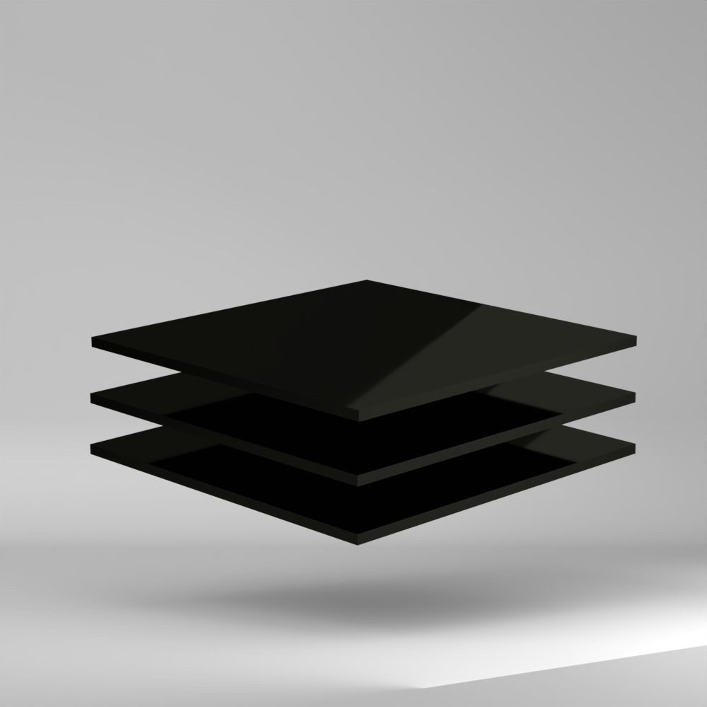 Setacryl PMMA Platte Schwarz 3020x2020x8mm ✔ Beiseitig glänzende Oberfläche