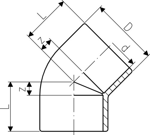 109512 GF PVC-C Winkel 45° D32 PN16