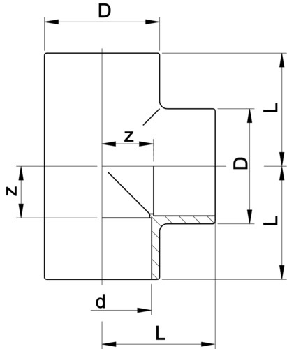 109971 GF PVC-C T-Stück 90° D63 PN16