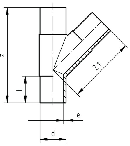 210861 GF PE100 T-Stück 45° D75