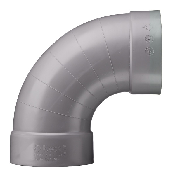 216290 Beck PPs Bogen 90° RAL7037 D90 Muffe
