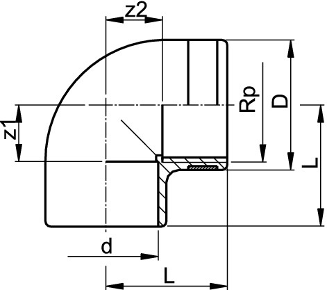 218379 GF PVC-C Winkel 90° D50 D11/2 Zoll PN16