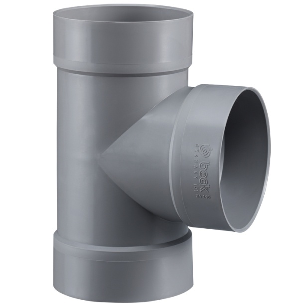 222264 Beck PPs T-Stück 90° RAL7037 D75 Muffe