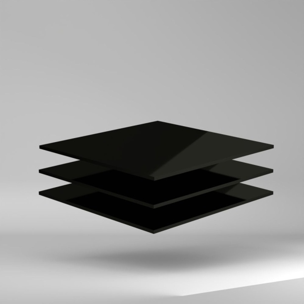 Setacryl PMMA Platte Schwarz 3020x2020x6mm ✔ Beiseitig glänzende Oberfläche