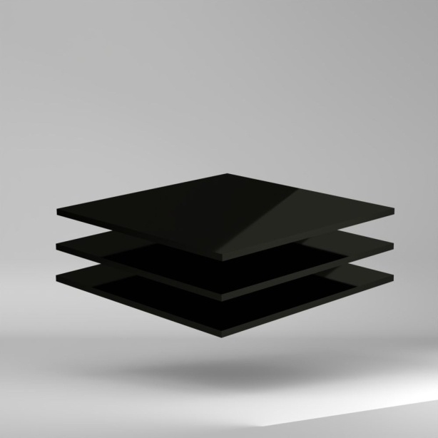Setacryl PMMA Platte Schwarz 3020x2020x8mm ✔ Beiseitig glänzende Oberfläche