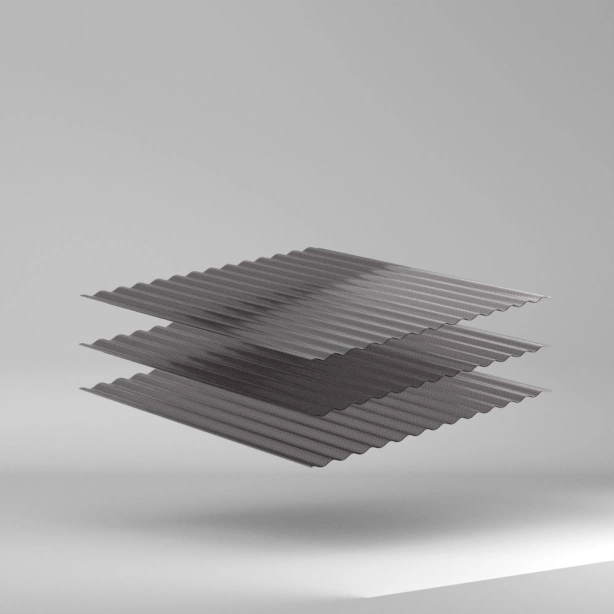 HIGHLUX PMMA Wellplatte Sinus 76/18 graphit Wabe 3000x1045x3mm ✔️ Höchst witterungs- und altersbeständig