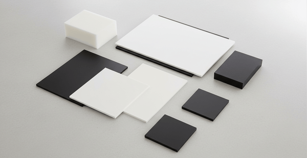 PTFE Platten in verschiedenen Formaten Eine Auswahl an PTFE Platten in verschieden Formaten und den Farben weiß und schwarz