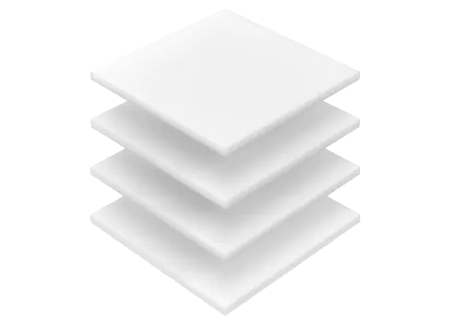 PTFE Plattenware Ein Stapel weißer PTFE Platten im rechteckigen Zuschnitt